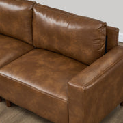Modern Luxury Sectional Sofa Couch Quality Upholstery Breathable PU Leather Couch L Shape Sofa with Convertible Ottoman Chaise,Brown