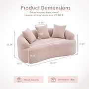 Old Sku: W2231P292607 Compression Loveseat Sofa, Curved Modern Styles Sofa for Small Spaces & Apartments, 30D Chenille No-Assembly,3 Throw Pillows.  Warm Beige.