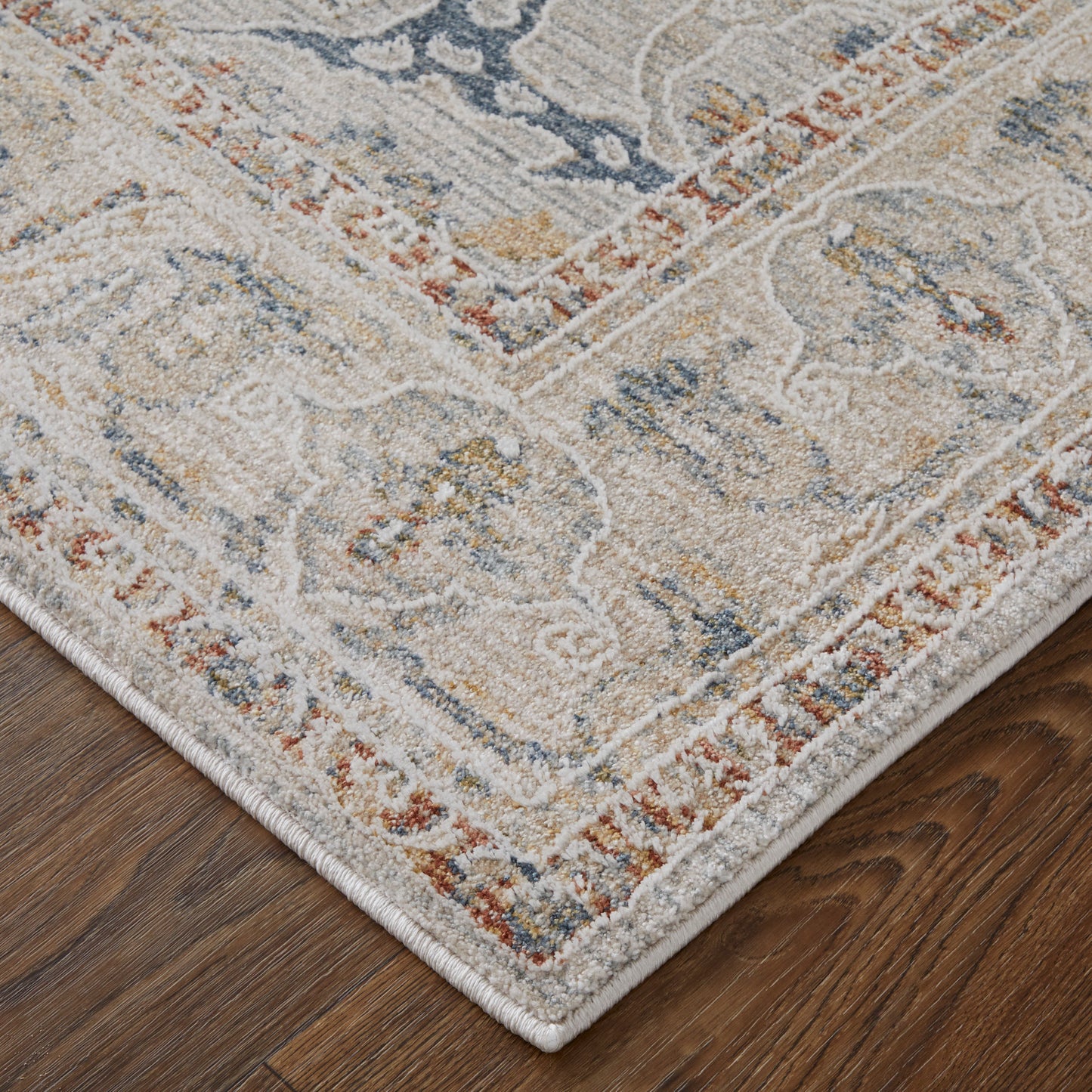 Pasha Transitional Ikat, Ivory/Blue/Taupe