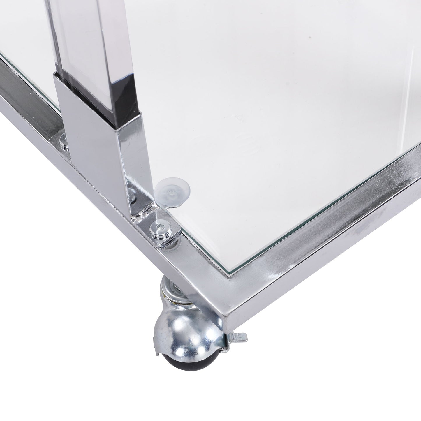 Side Table, Sofa Table, Glass Top C Shape Square Table With Metal Base For Living Room, Bedroom, Balcony Home And Office