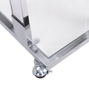 Side Table, Sofa Table, Glass Top C Shape Square Table With Metal Base For Living Room, Bedroom, Balcony Home And Office
