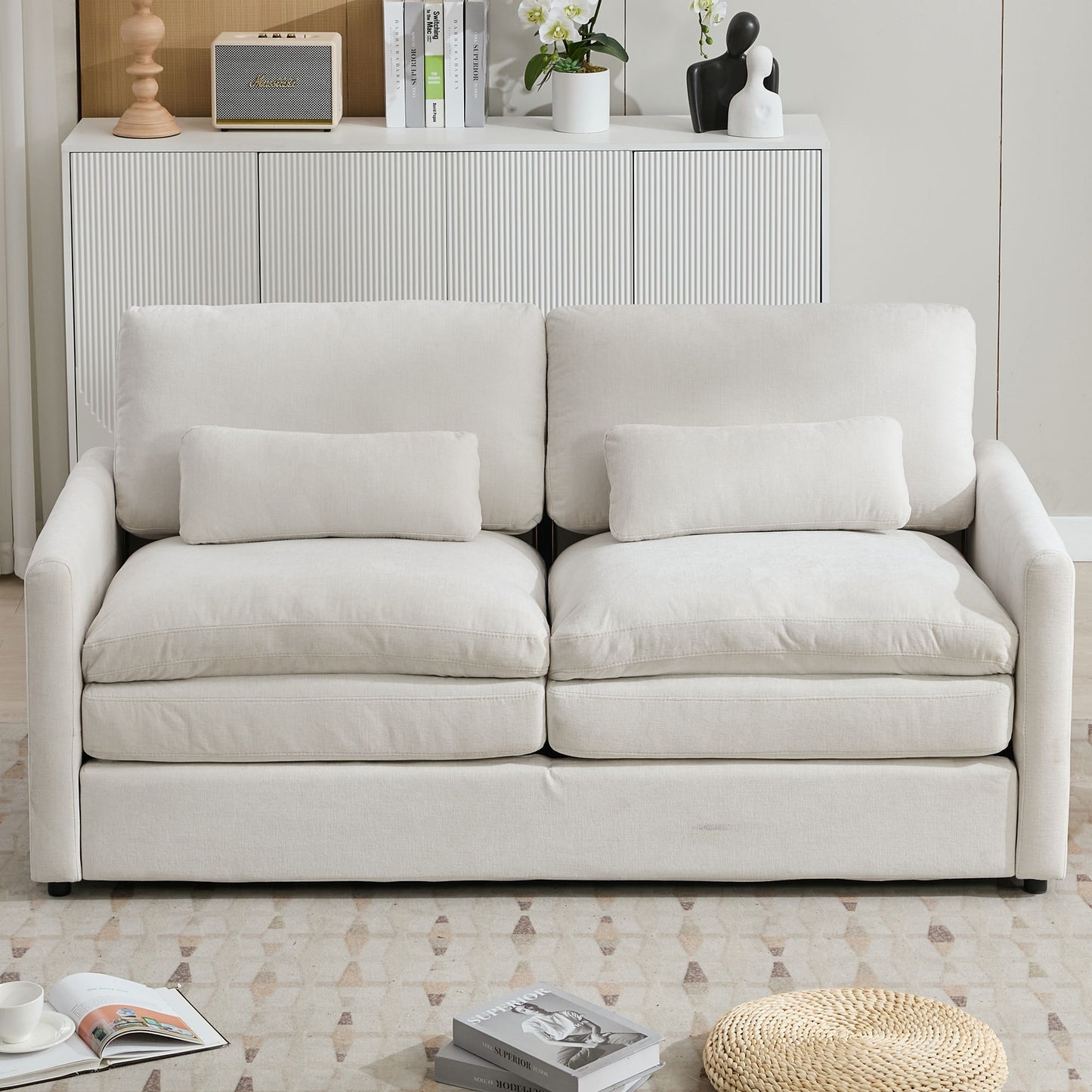 Cozy Upholstered Cushion Loveseat Sofa For Living Room