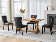 Dining Room Chairs Set of 2,Vintage Sheepskin Texture PU Leather,High Back with Button Tufted & Nailhead Trim,Wood Frame,S-Spring & Resilient Sponge Cushion,Ideal for Kitchen,Charcoal Black,SW1101BK