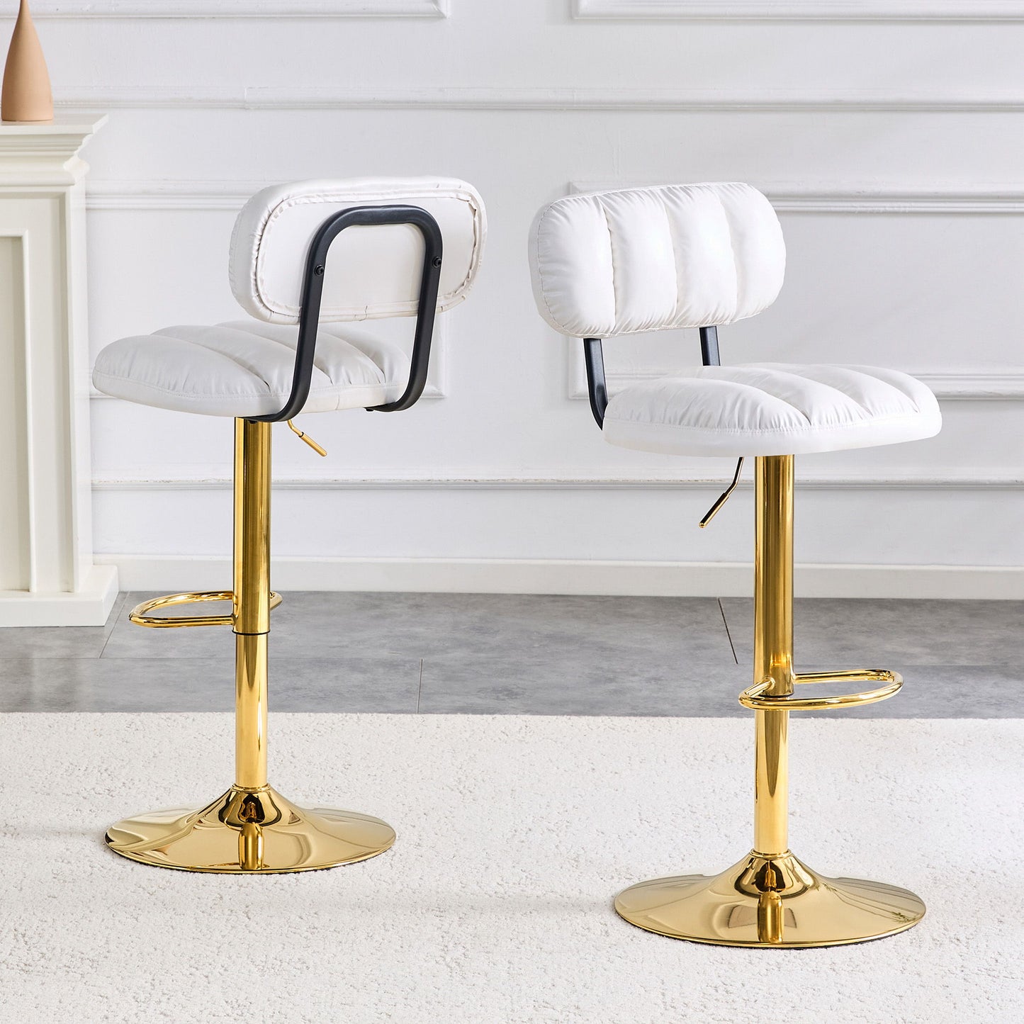 Adjustable Height Bar Stools & Footrest For Kitchen Island (Set of 2)