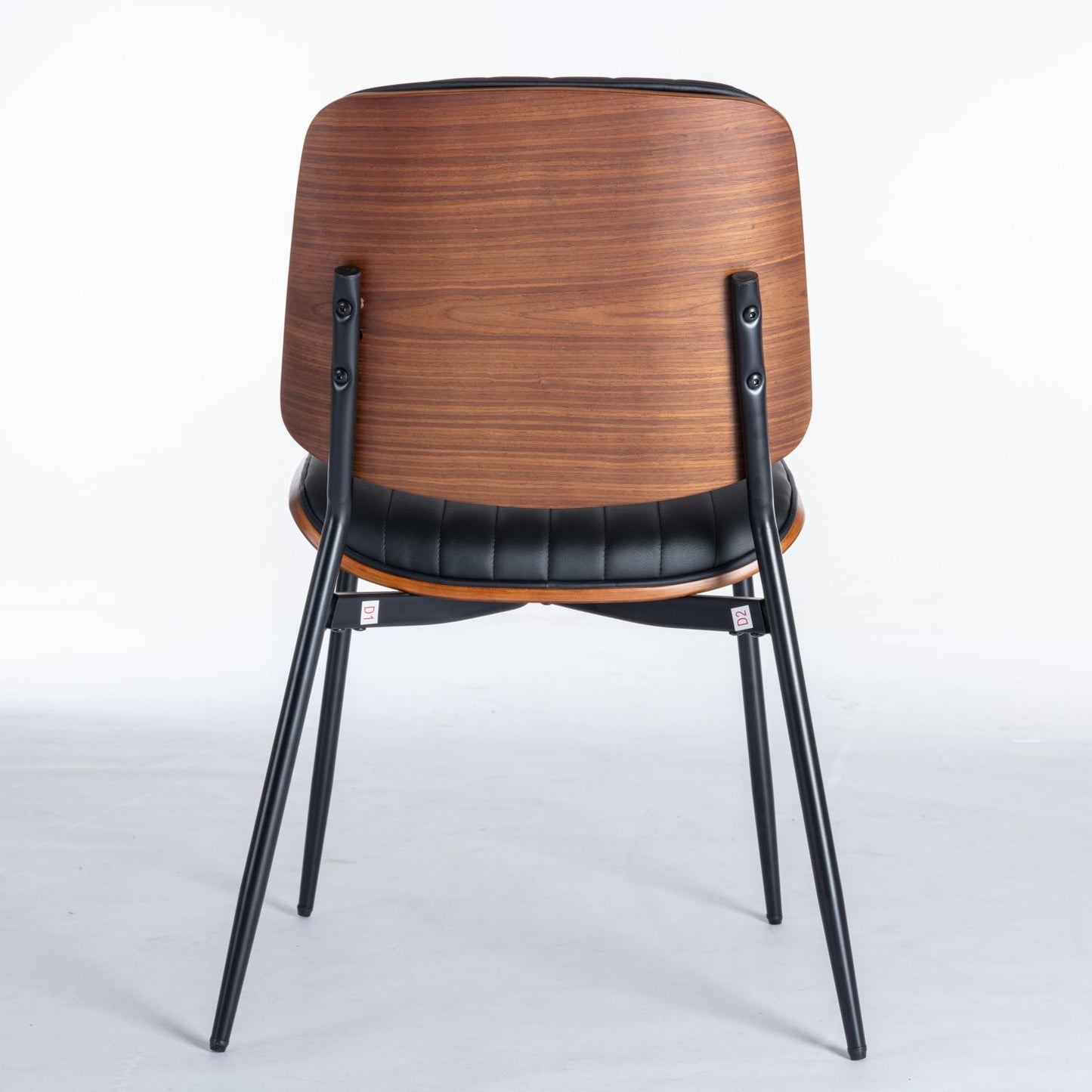 Dining Chairs (Set of 2) Mid-Century Modern Retro Chair With Walnut Bentwood Back Upholstered Seat Metal Legs Adjustable Foot For Kitchen Dining Room Chairs