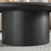 2-Piece Modern Round Coffee Table Set for Living Room,Easy Assembly Coffee Tables, End Side Tables for Leisure Area,Office,Black