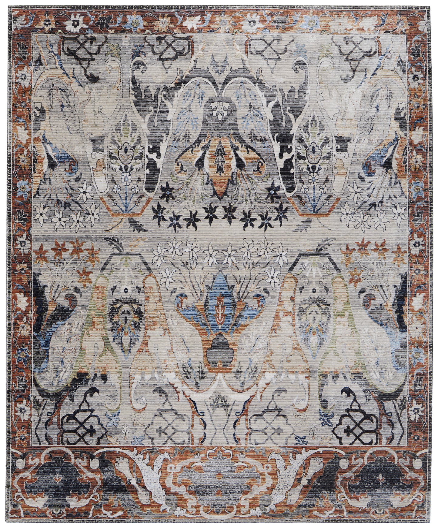 Melrose Transitional Ikat, Ivory/Red/Gray