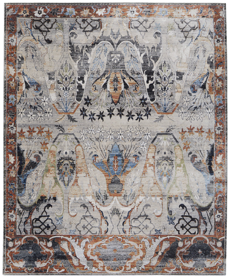 Melrose Transitional Ikat, Ivory/Red/Gray