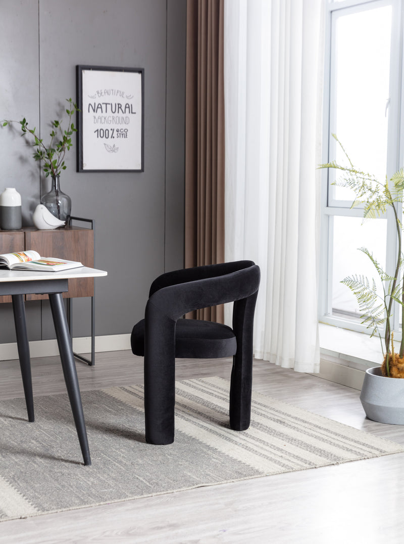 Contemporary Designed Velvet Fabric Upholstered Accent/Dining Chair /Barrel Side Chairs Kitchen Armchair for Living Room set of 2 (Black Velvet)