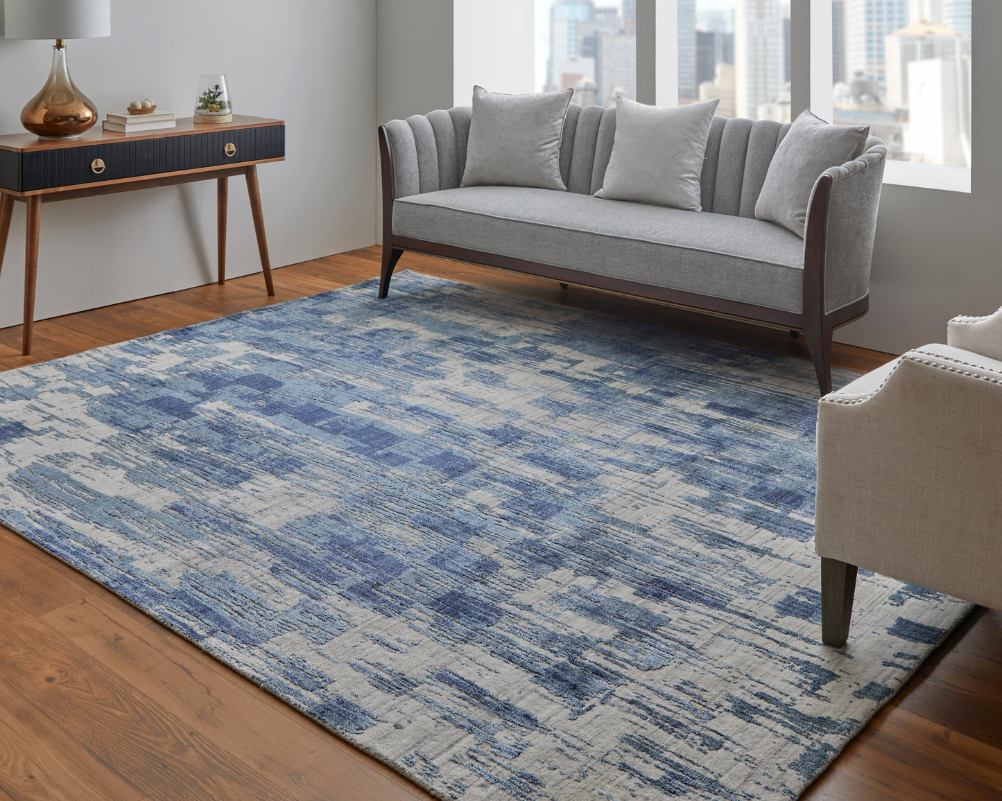 Eastfield Modern Abstract, Blue/Ivory