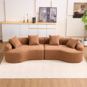 Compression Sponge Sofa Orange Curved Modular Sectional, 30D High-Density Chenille Sleeper Couch for Apartment, Living Room,110'L