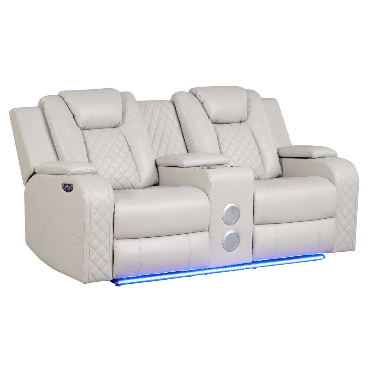 BENZ LED & Power Reclining Loveseat Made With Faux Leather in Ice