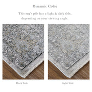 Sarrant Transitional Damask, Gray/Silver/Tan