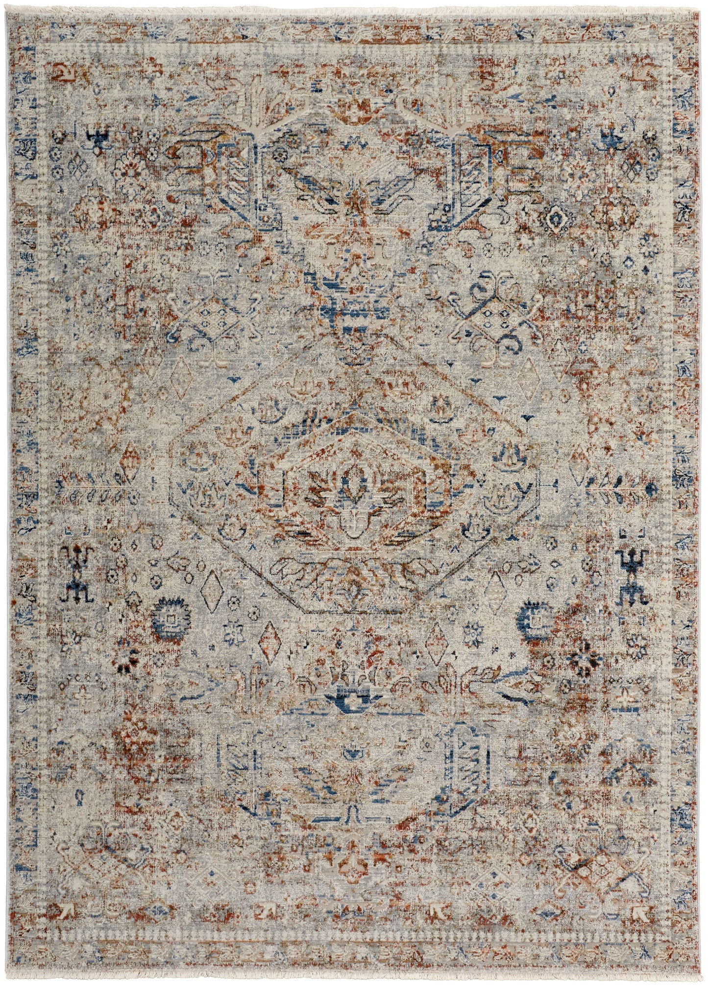 Kaia Transitional Medallion, Tan/Orange/Red
