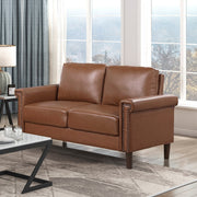 Sofa Set 3pc Sofa Loveseat Chair Chocolate Faux Leather Upholstered Nailhead Trim Plywood Frame Traditional Living Room Furniture