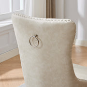 Dining Room Chairs Set of 2,Vintage Sheepskin Texture PU Leather,High Back with Button Tufted & Nailhead Trim,Wood Frame,S-Spring & Resilient Sponge Cushion,Ideal for Kitchen,Beige,SW1101BG