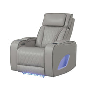 Fortuner Power Reclining 3Pc Living Room Set in Gray Faux Leather with LED Lights, Massage Function, Bluetooth Speakers and Wireless Charging