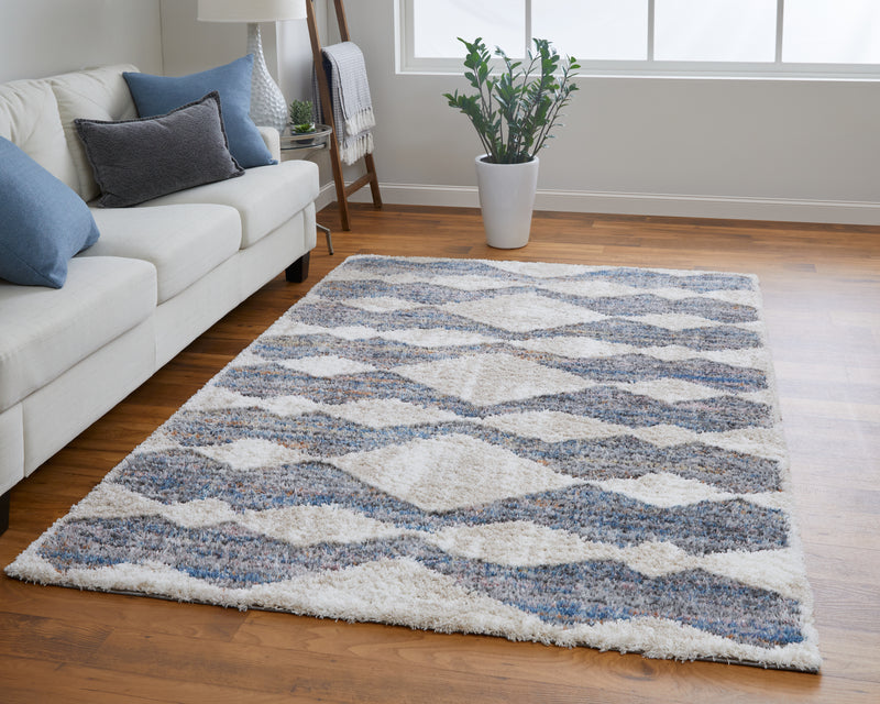 Mynka Transitional Diamond, Tan/Ivory/Blue