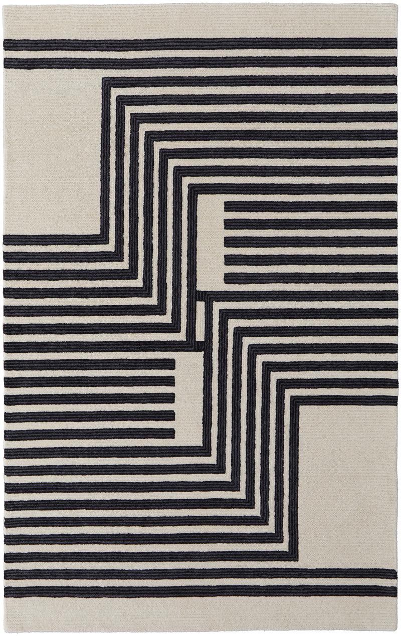 Maguire Transitional Abstract, Gray/Ivory/Black