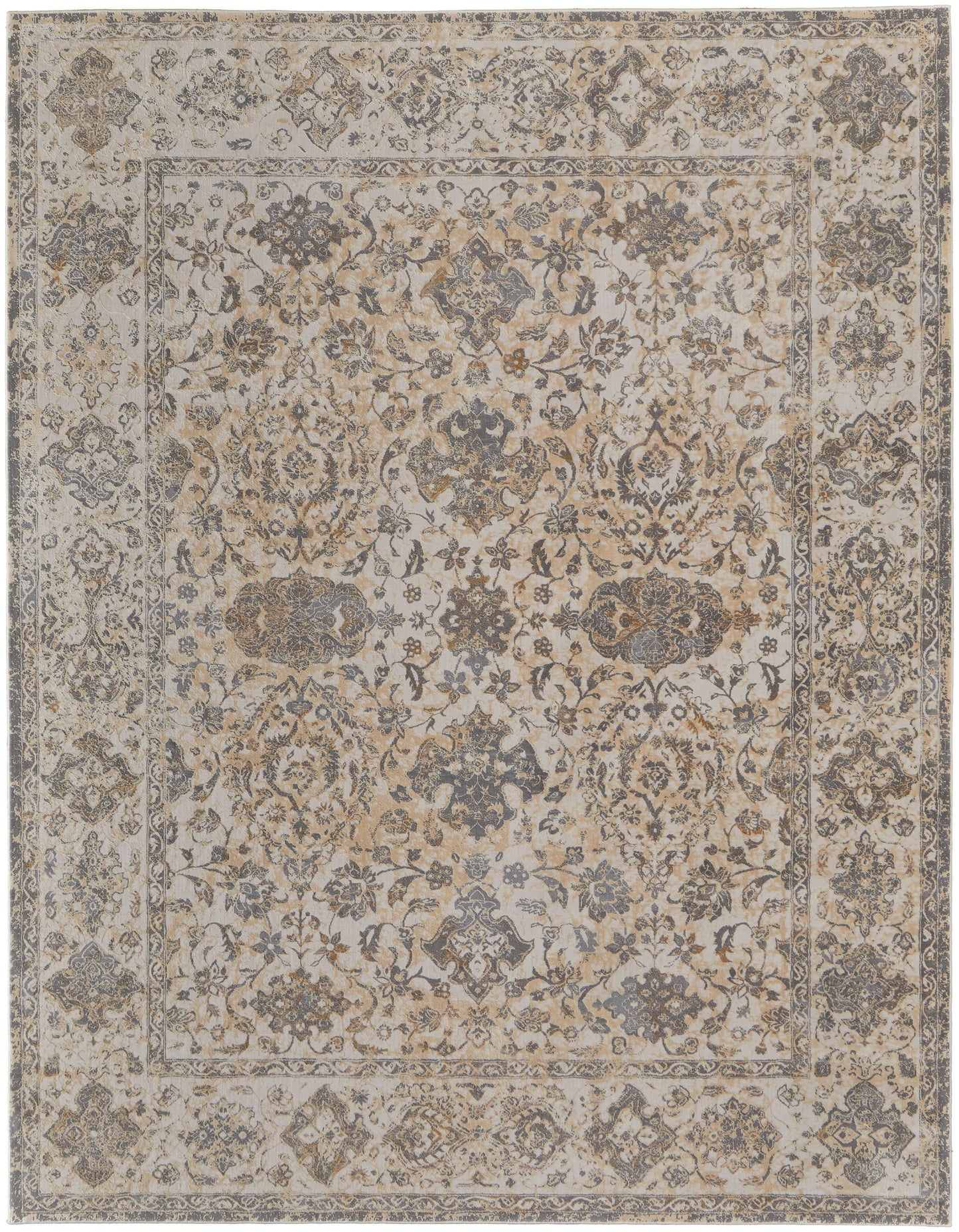 Celene Traditional Bordered, Ivory/Tan/Gray