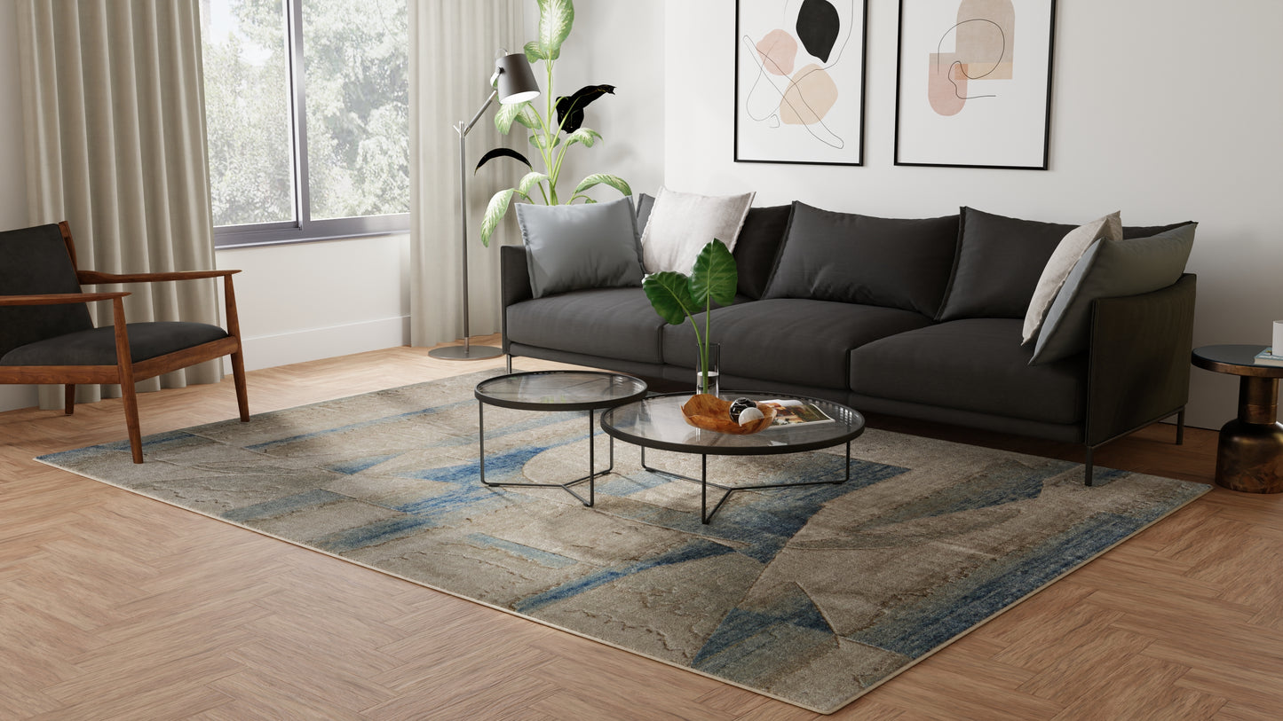 Jaxson Modern Abstract, Blue/Ivory/Gray