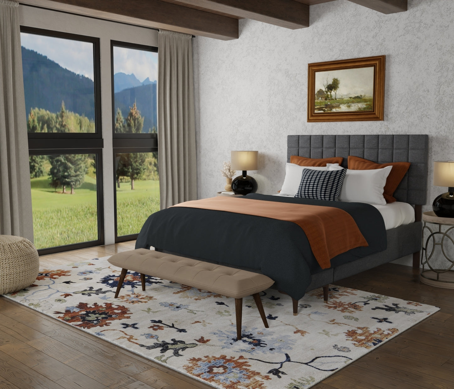 Melrose Transitional Floral & Botanical, Ivory/Red/Blue