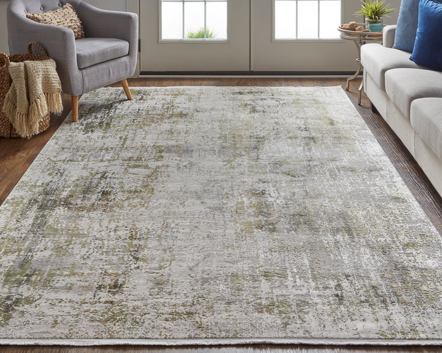 Cadiz Modern Abstract, Green/Gray/Ivory