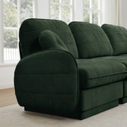 Oversize Chenille L-Shaped Sofa,Deep Seat Sofa Couch with Movable Ottoman,Exquisite round pillows and quilted back cushions,Recessed Base Frame Legs,Easy Assembly,Fits Living Room,Green