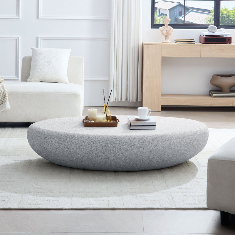 53.35''Fiberglass Elliptical Coffee Table for Living Room Vintage Table,Matte Rocks Table front of the Sofa, Irregular Center Table,No Need Assembly