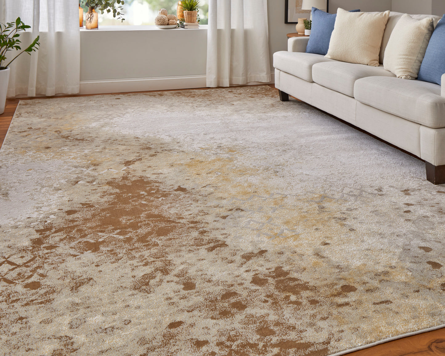 Waldor Modern Watercolor, Brown/Tan/Ivory
