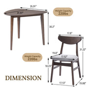 3-Piece Modern Table Set - Triangular Side Table & 2 Curved Wood Chairs, Minimalist Space-saving Brown Finishes for Living Room, Kitchen, Small Space, Easy to Assemble