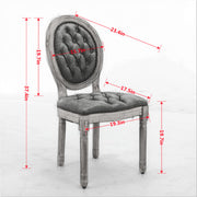 French Style Solid Wood Frame Antique Painting, Hand-Pulled Buckle Decoration Artificial Dining Chair With Nailhead Trim, Wood Legs