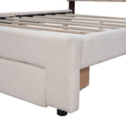 Teddy Fleece Queen Size Upholstered Platform Bed with Drawer, Beige(Old SKU: WF309187AAA)
