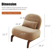 Cute Accent Chair with Solid Wood Legs, Living Room Chair with Soft Fabric Cushion, Cozy Bedroom Chair, Comfy Armless Reading Chair for Apartment, Waiting Room, Balcony (Camel)