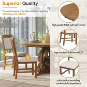 TREXM 5-Piece Retro Functional Dining Set, 1 Extendable Table with a 16-inch Leaf and 4 Upholstered Chairs for Dining Room and Kitchen (Walnut)