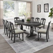 (1 Table+6 Chairs)Mid Century 94.06 Inch Extendable 7 PCS Wooden Dining Table Set for 6 Persons,Curved Dining Table,Modern Large Kitchen Table and Upholstered Dining Chairs for Living Room,Restaurant