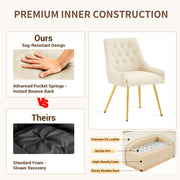 Leather Upholstered Modern Dining Chair with Diamond Tufted Button Back - Dining Room Negotiation Room Cafe Office Accent Chair (Off White, Set of 2)