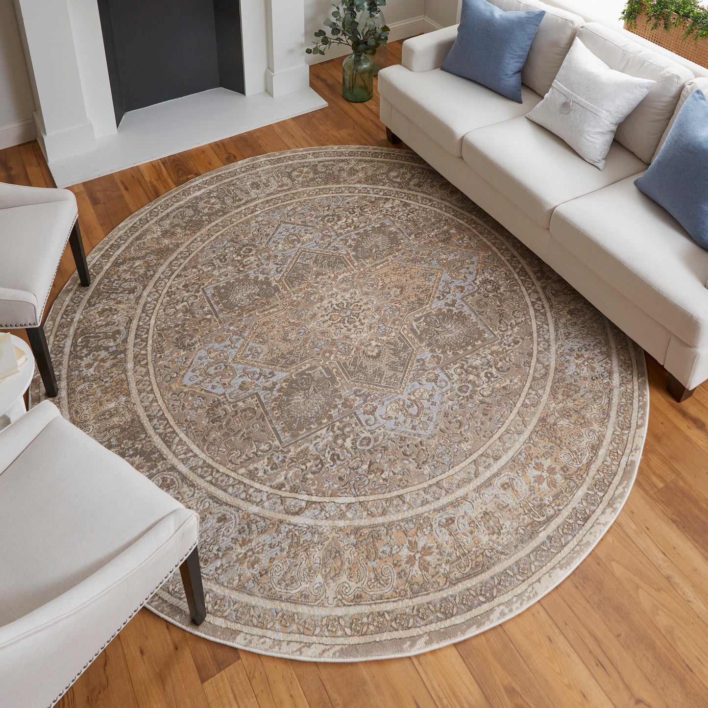 Celene Traditional Medallion, Tan/Brown/Ivory