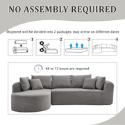 Cloud Sectional Couch, Boneless Sofa for Living Room, Corduroy Modular Couch with L Shape Chaise, Modern Compressed Sofa in a Box, Memory Foam Filling (LIGHT GREY)