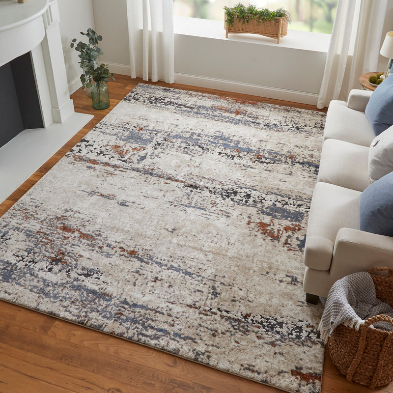 Gilmore Modern Abstract, Ivory/Blue/Gray