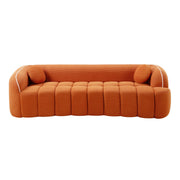 98.4' Modern Compressed Sofa, Cloud Couch 3-Seater Corduroy Sofa, No Assembly Required, Bubble Channel Tufted Couch with 2 Pillows, Comfy Deep Seat for Living Room, Apartment, Office