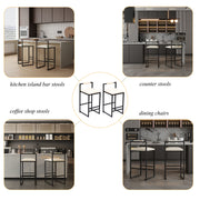 Elegant Bar Stool Set With Backrest And Footrest, Counter Height (Set of 2)