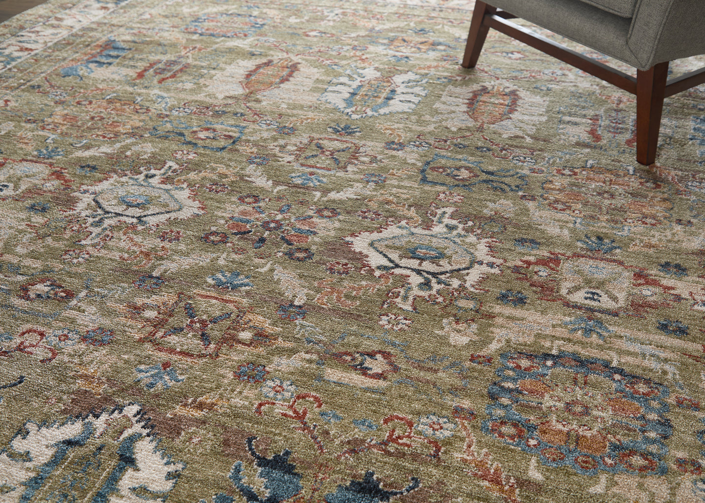 Pearson Traditional Persian, Green/Ivory/Blue