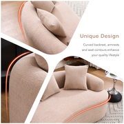Old Sku: W2231P292607 Compression Loveseat Sofa, Curved Modern Styles Sofa for Small Spaces & Apartments, 30D Chenille No-Assembly,3 Throw Pillows.  Warm Beige.