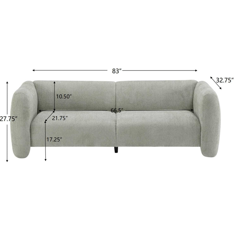 Tonson 83' 3-Seater Boucle Sofa,Wave Design, Living Rooms,Bedrooms,Apartment Office,Light Green
