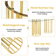 Table and chair set.71 inch oval tempered glass dining table,gold double column light luxury style. Paired with 6 Transparent Plastic Chairs with Golden Metal Legs.