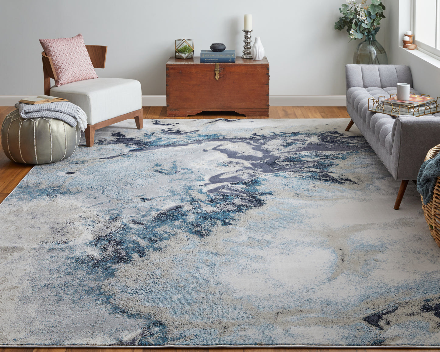 Astra Transitional Abstract, Blue/Gray/Ivory