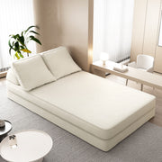 Multifunctional Convertible Sofa Bed With 2 Tumbler Backrests And 2 Pillows, Deep Seat Couch