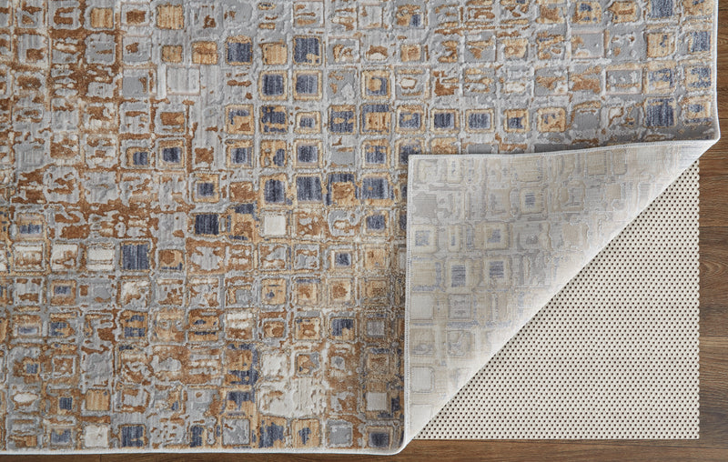 Laina Transitional Geometric, Tan/Ivory/Blue