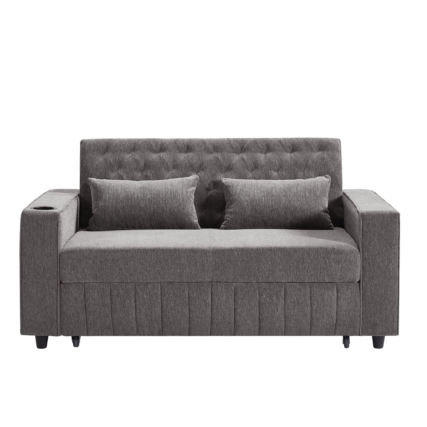 Pull-Out Sofa Bed Convertible Couch With Adjustable Backrest For Living Room